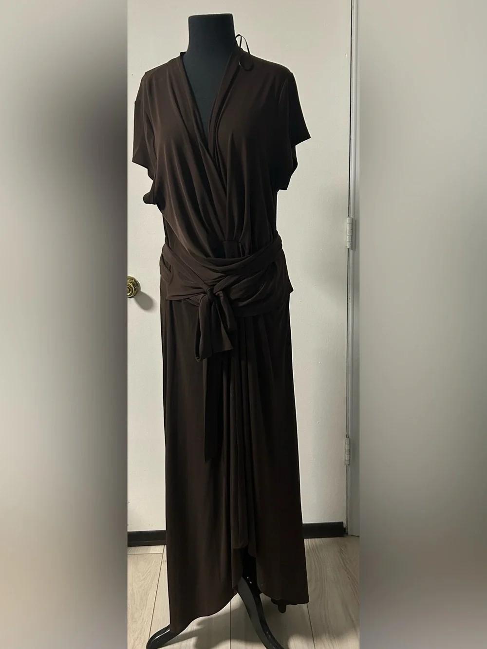 Michael Kors Brown Maxi Dress with Wrap Tie